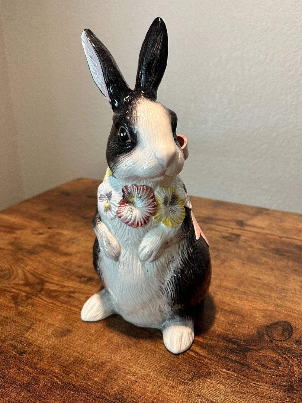 Fitz and Floyd Pansy Parade 12" Bunny Figurine Rare 1990 Vintage Collectible